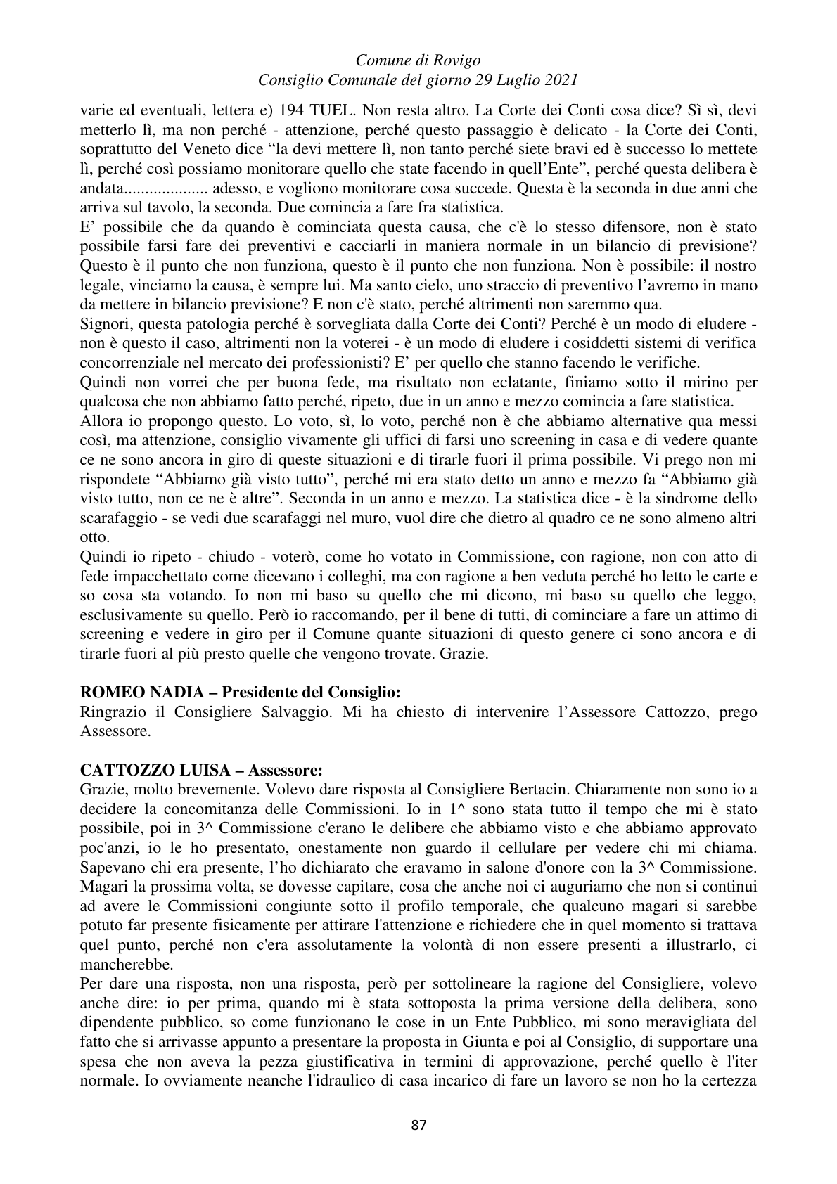 Pagina 87 del verbale