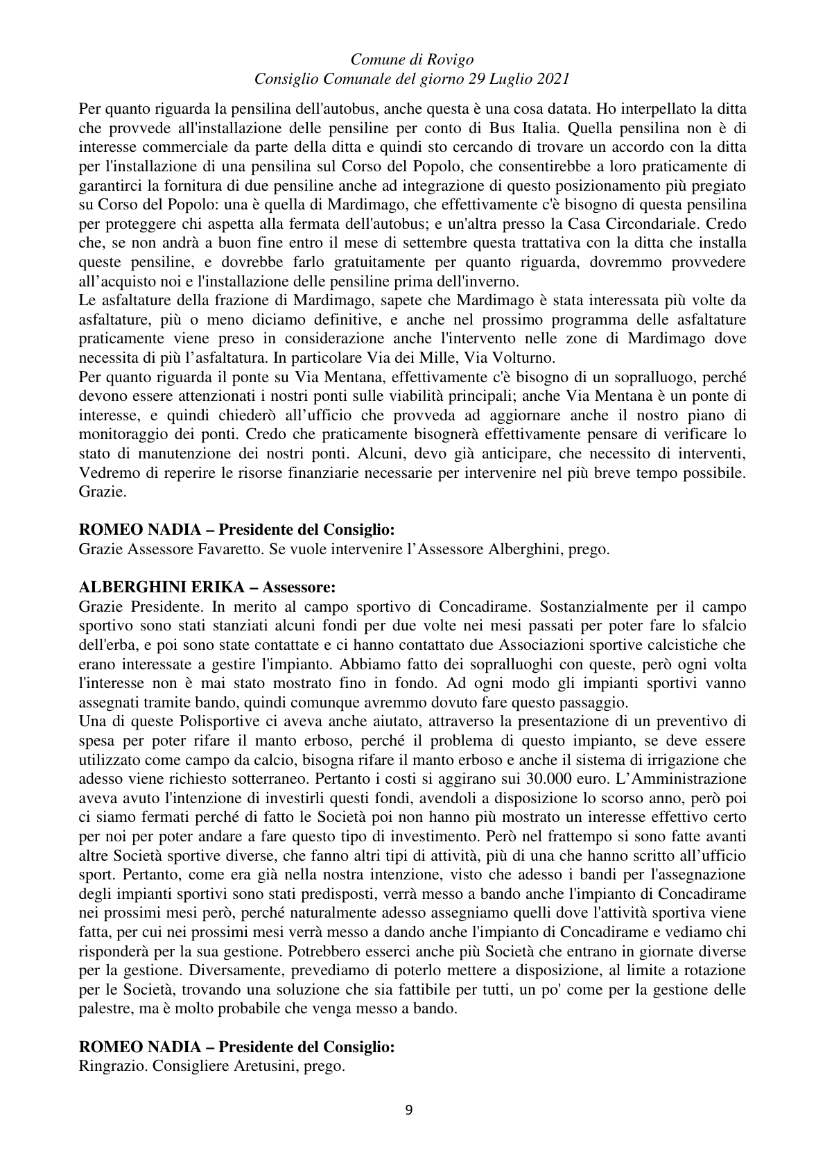 Pagina 9 del verbale