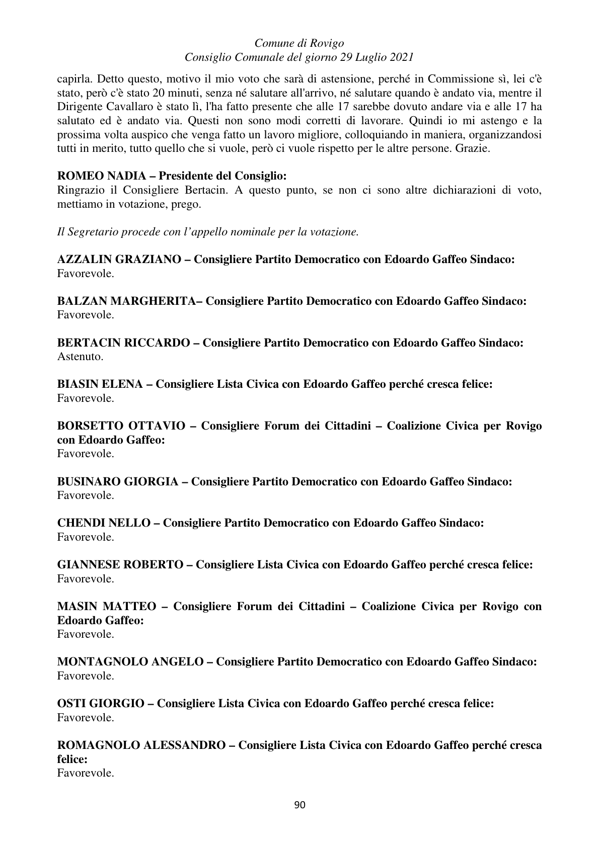 Pagina 90 del verbale
