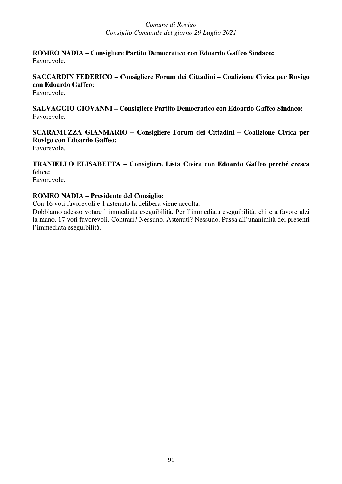 Pagina 91 del verbale
