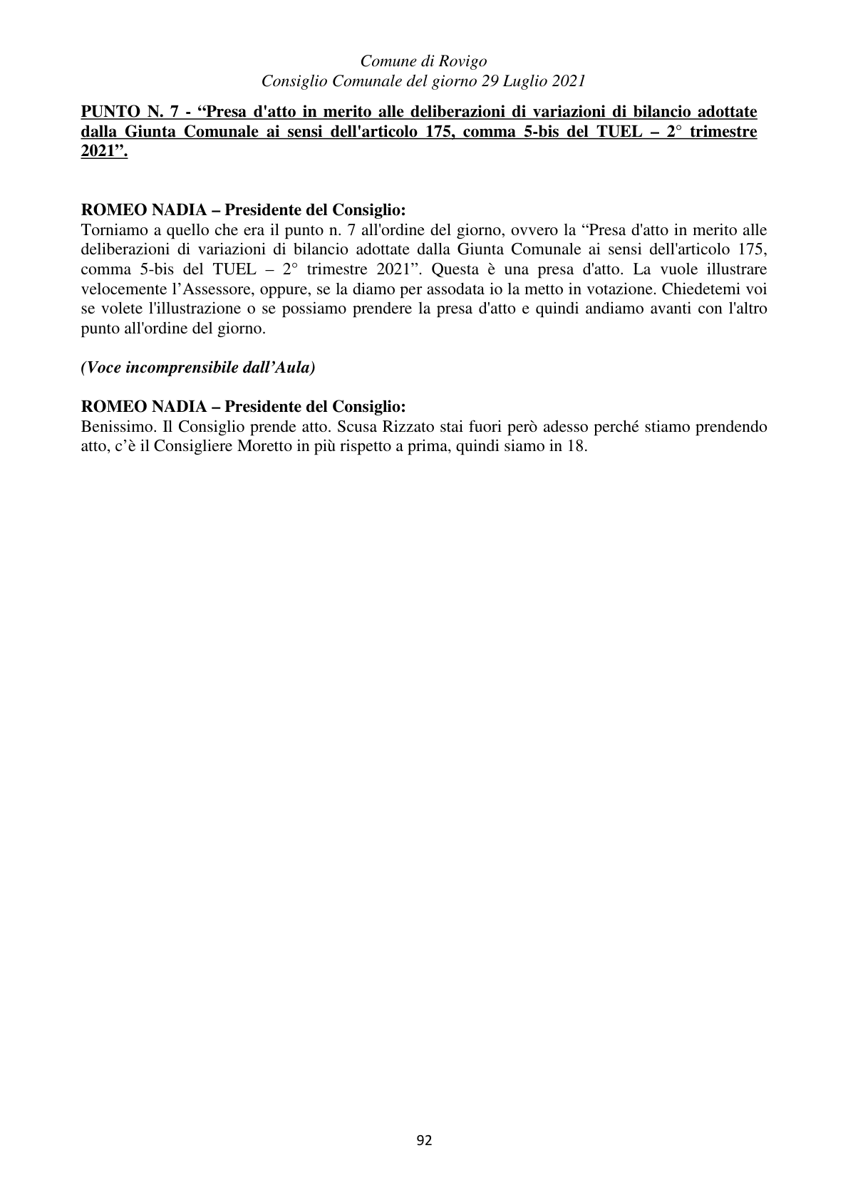 Pagina 92 del verbale