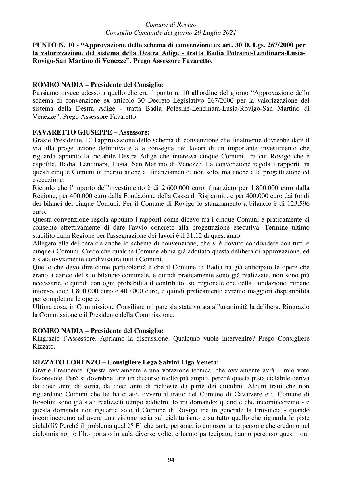 Pagina 94 del verbale