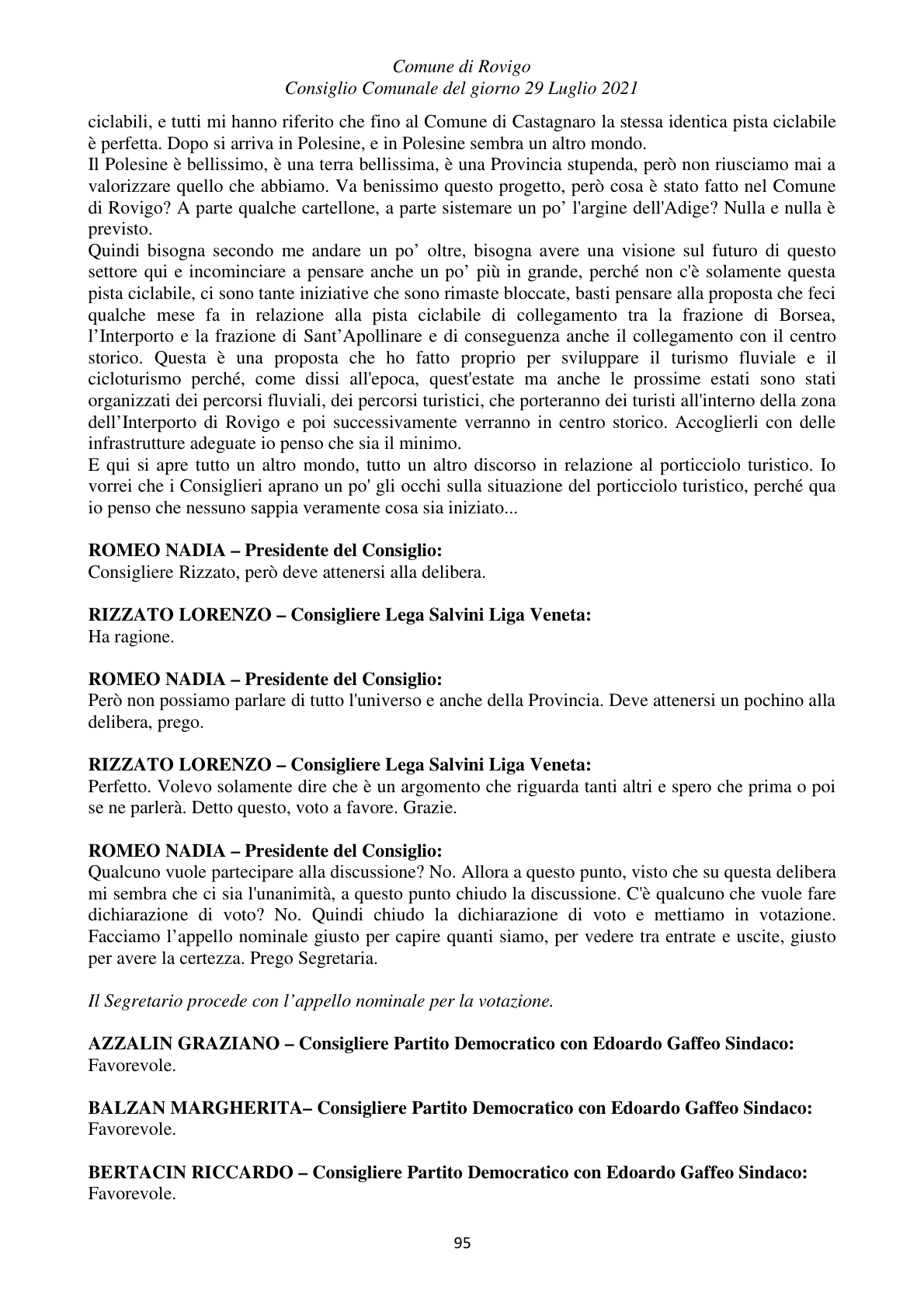 Pagina 95 del verbale