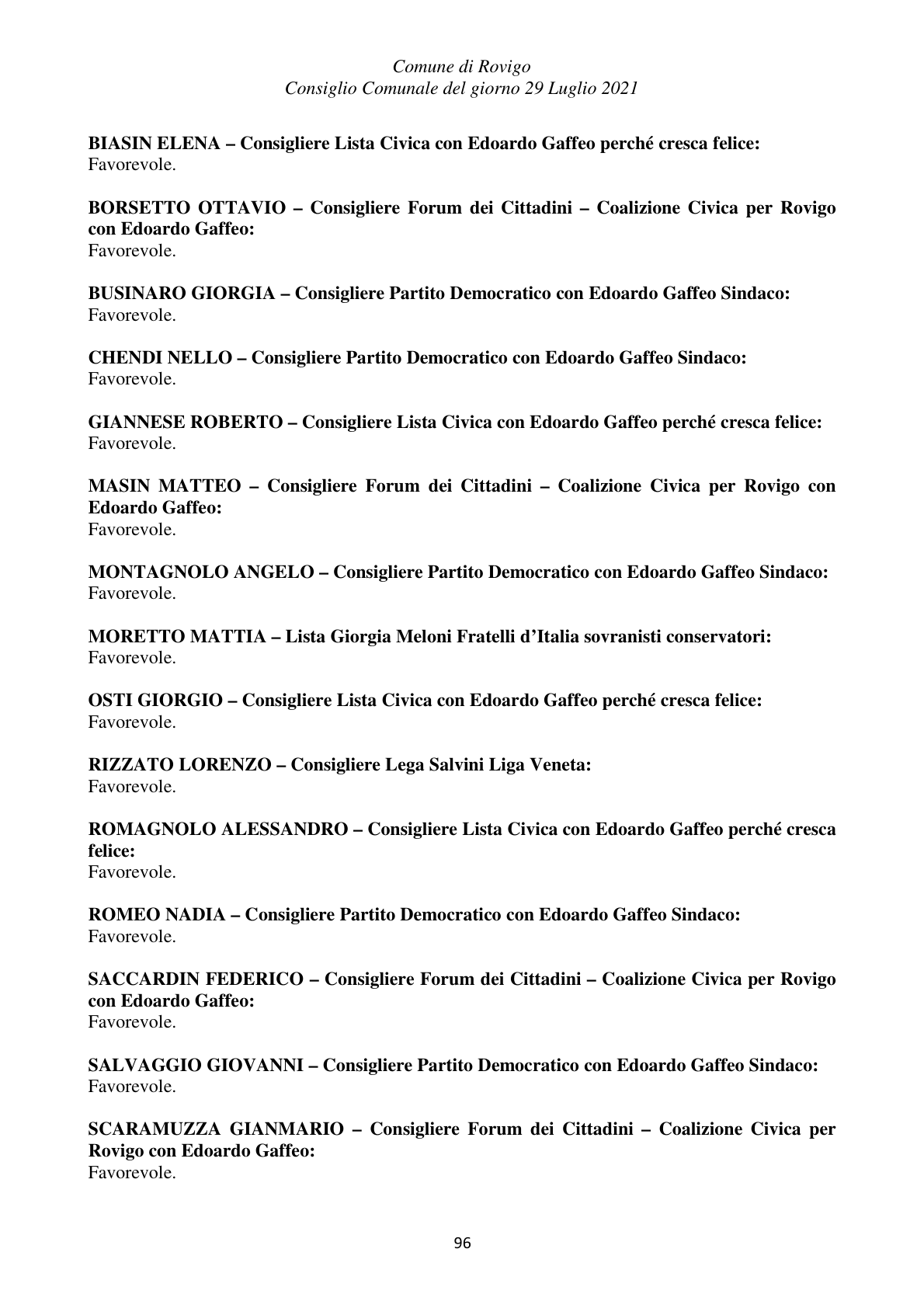 Pagina 96 del verbale