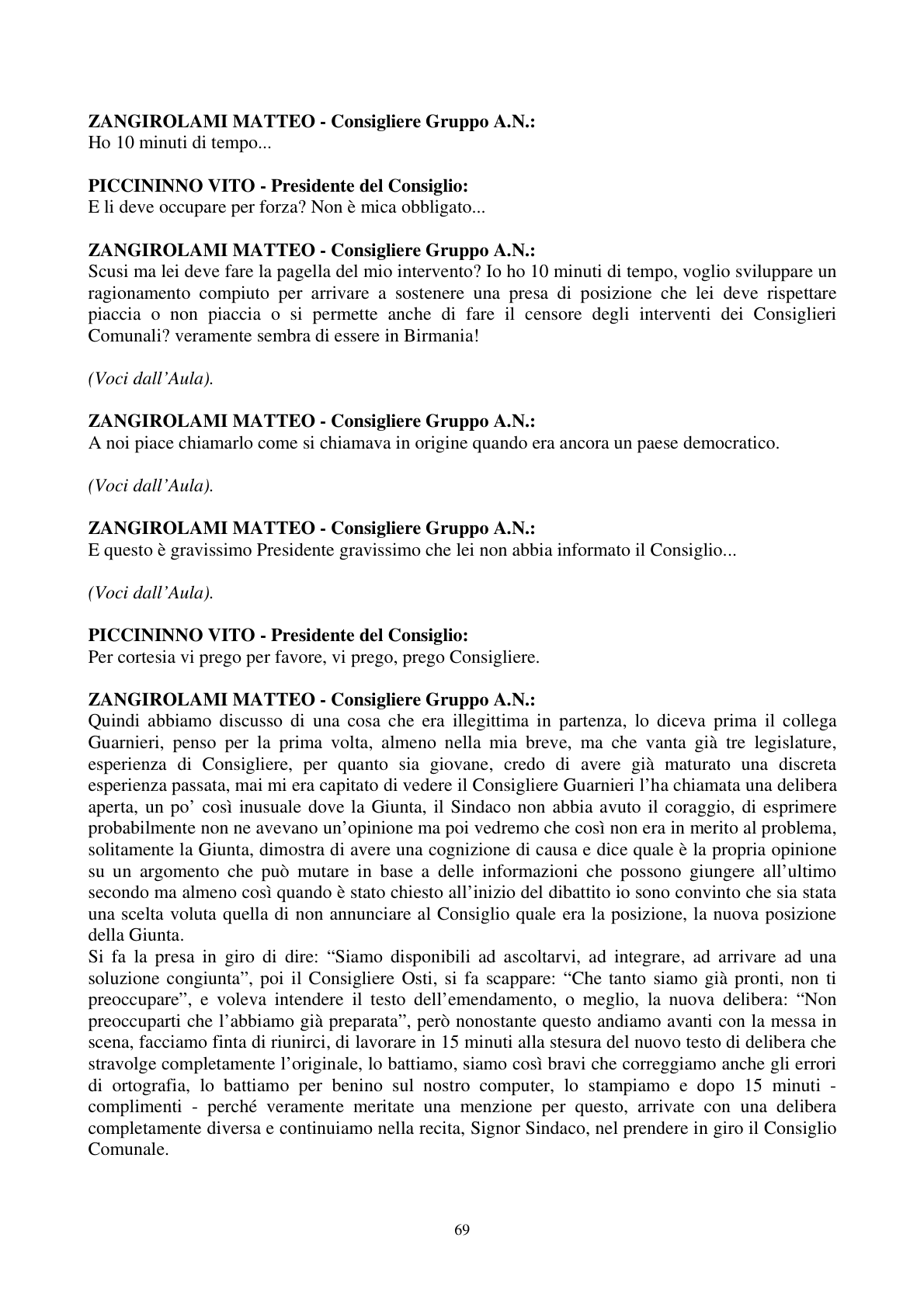 Pagina 70 del verbale
