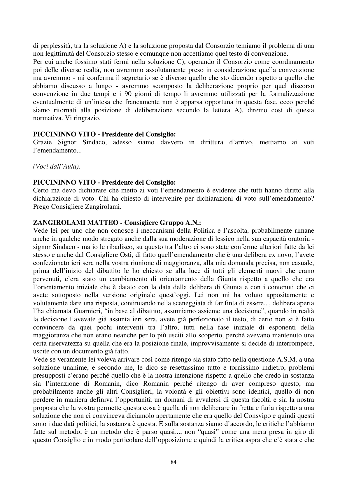 Pagina 85 del verbale