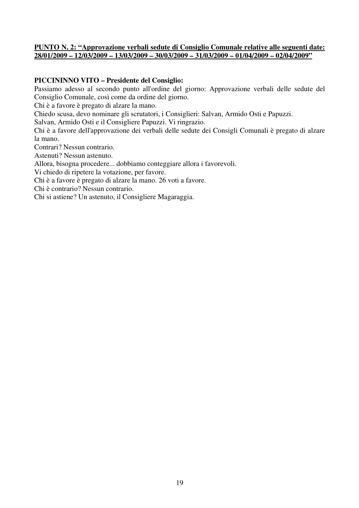 Pagina 19 del verbale