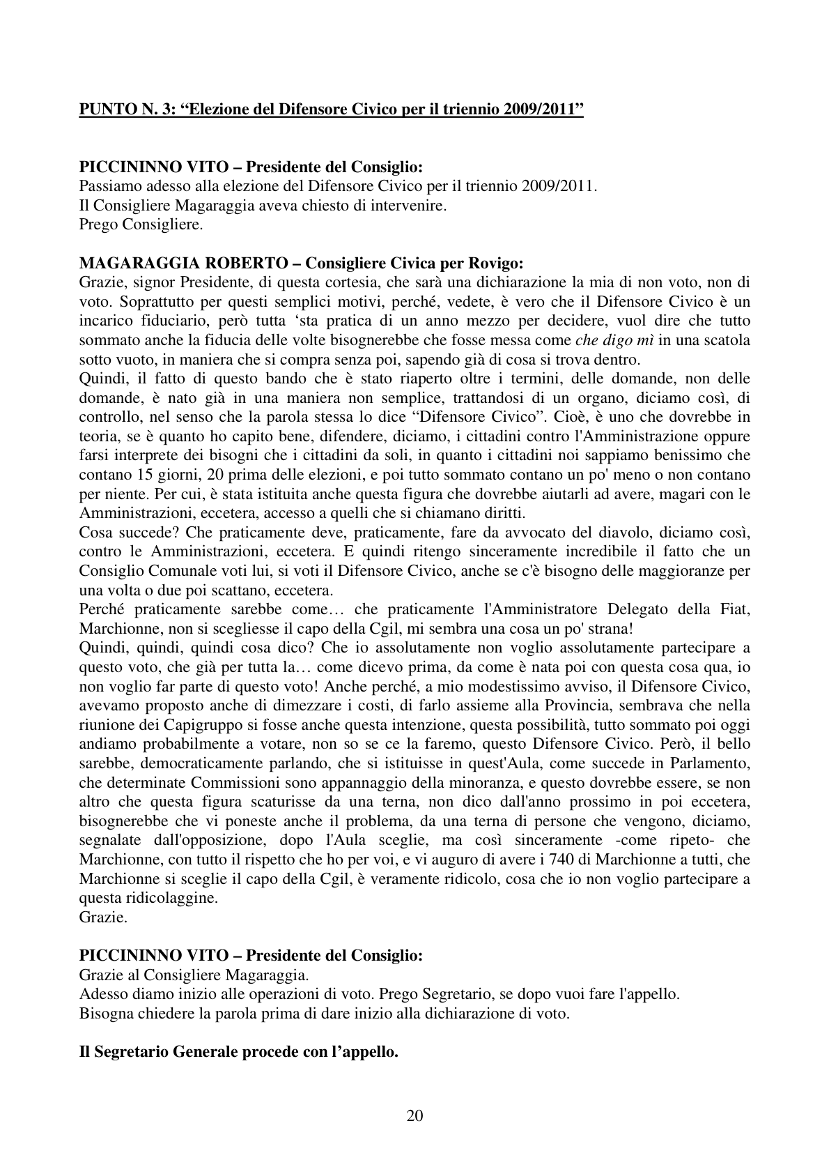 Pagina 20 del verbale
