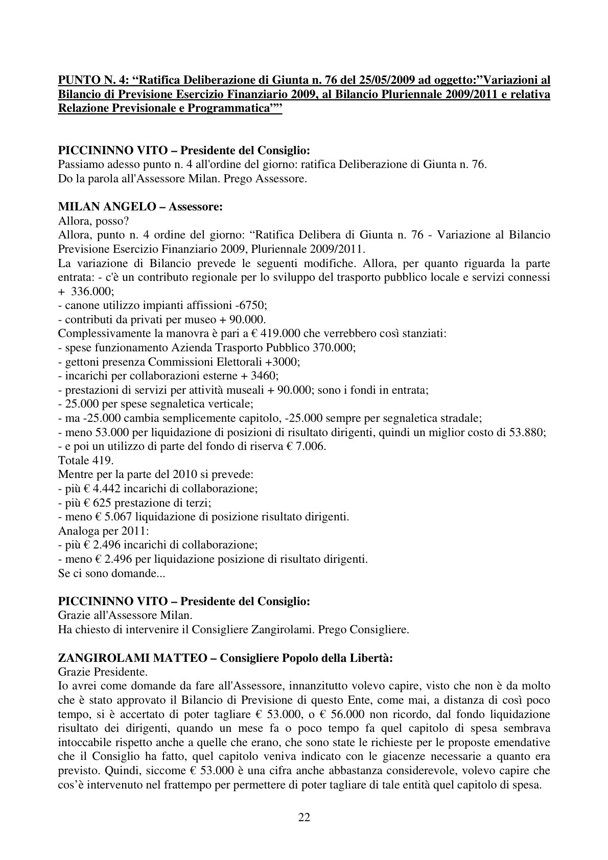 Pagina 22 del verbale