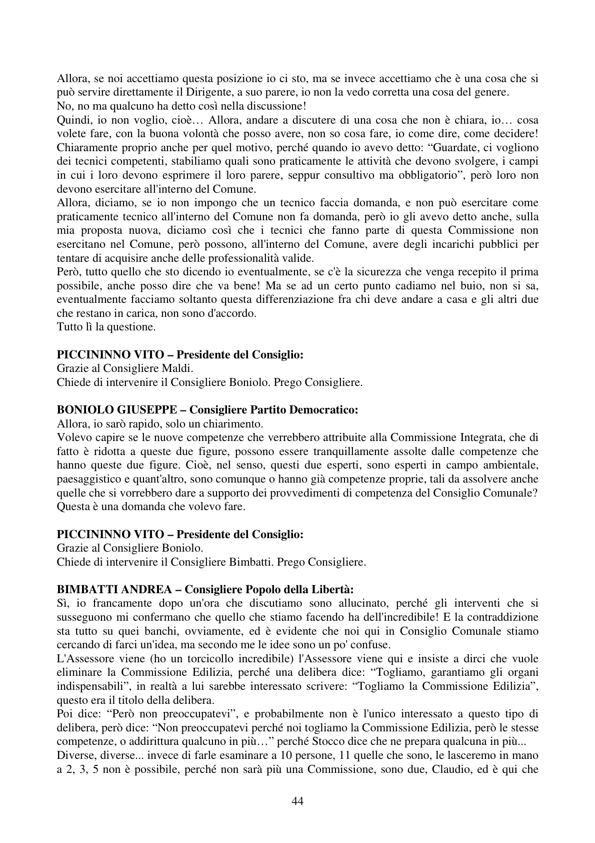 Pagina 44 del verbale