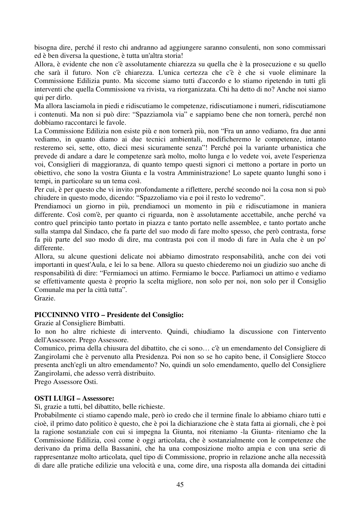 Pagina 45 del verbale