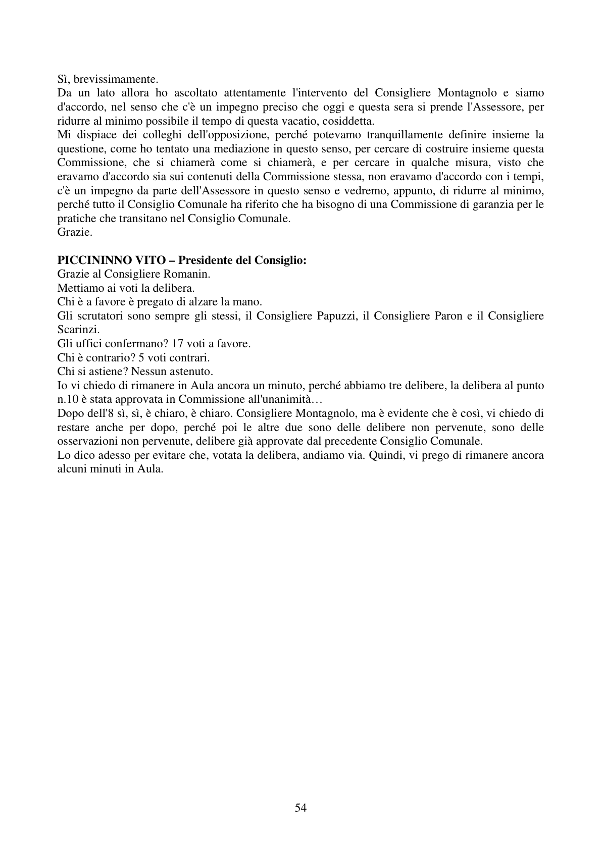 Pagina 54 del verbale