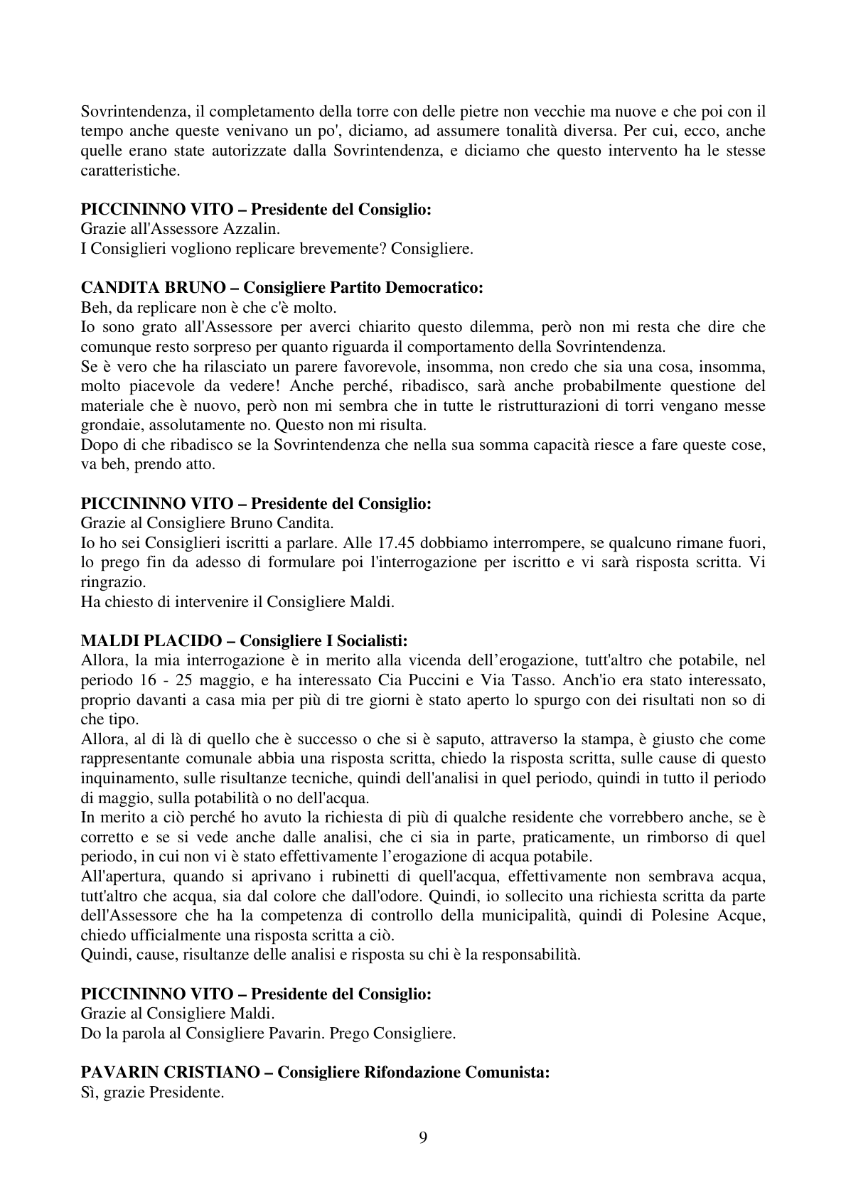 Pagina 9 del verbale