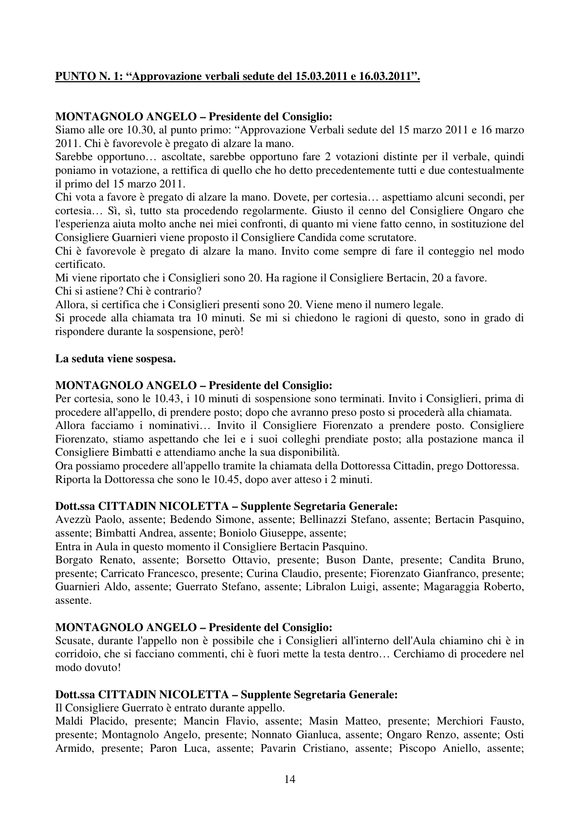Pagina 14 del verbale