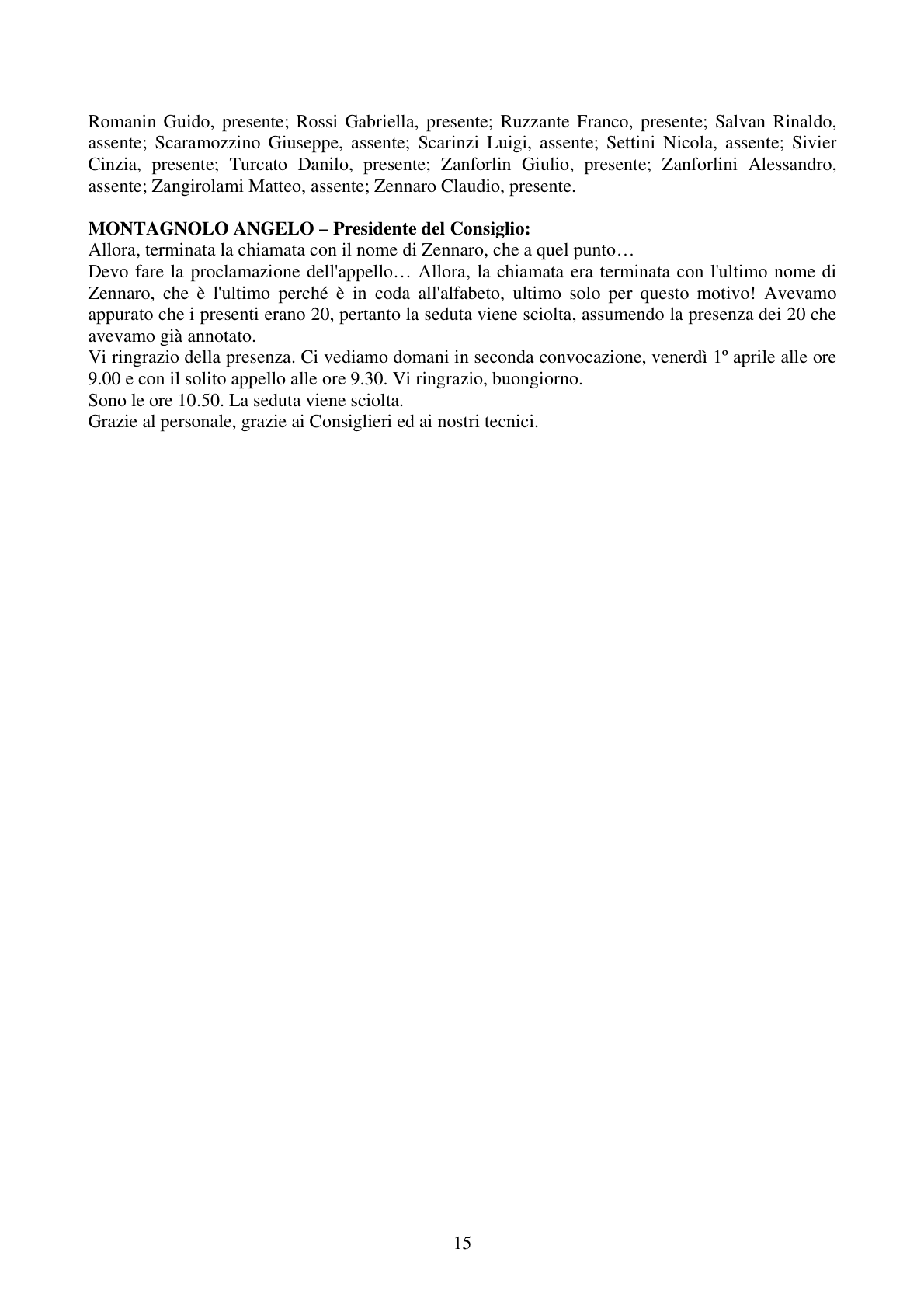Pagina 15 del verbale