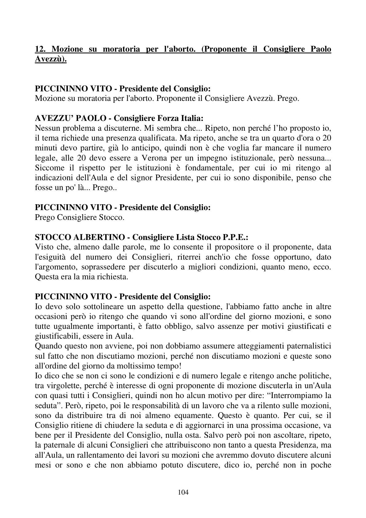 Pagina 104 del verbale