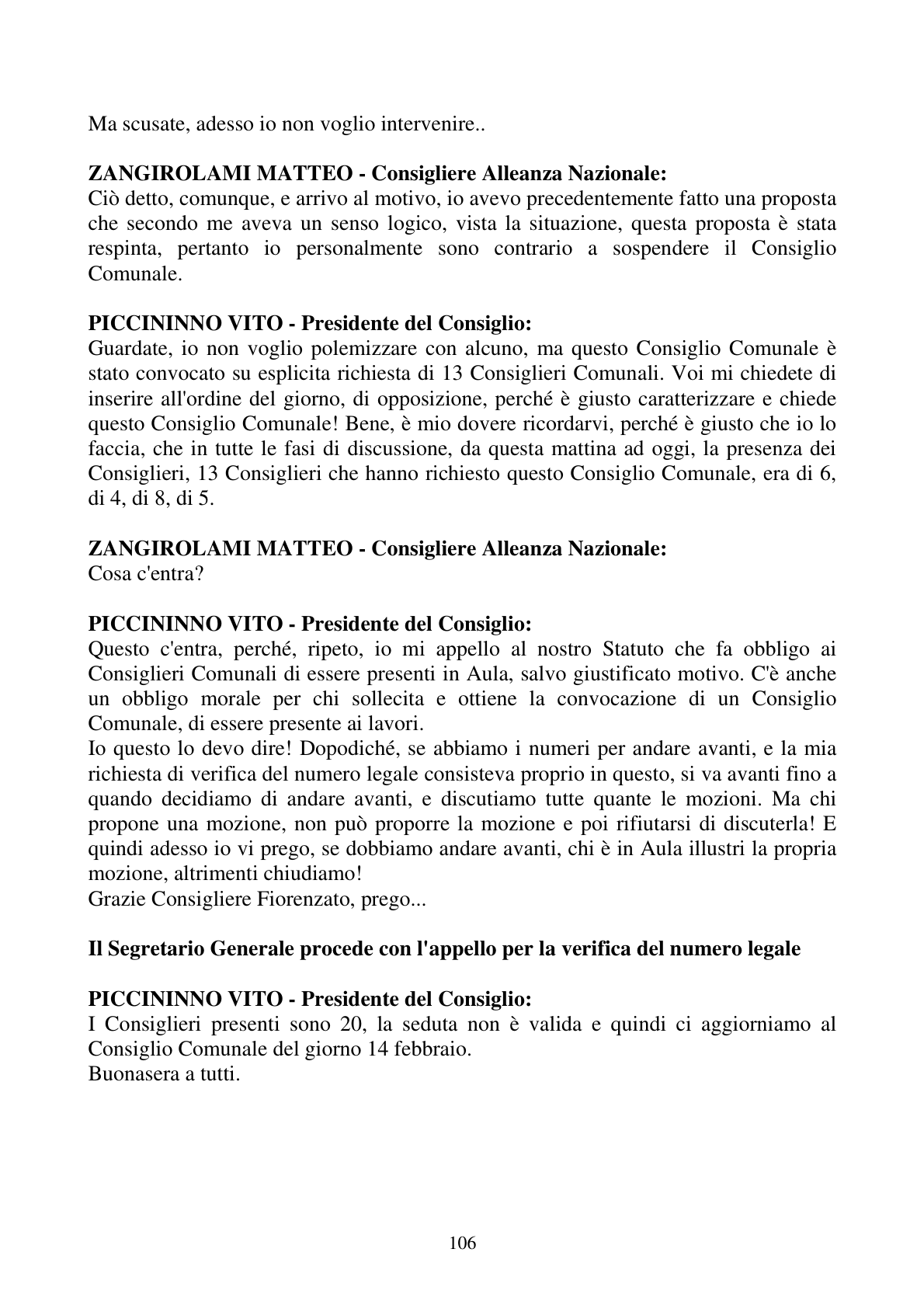 Pagina 106 del verbale