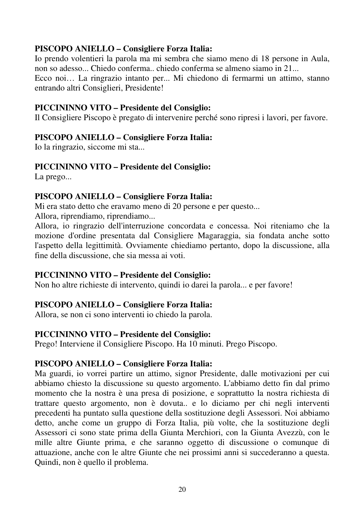 Pagina 20 del verbale