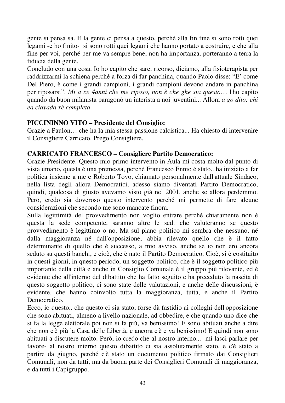 Pagina 43 del verbale