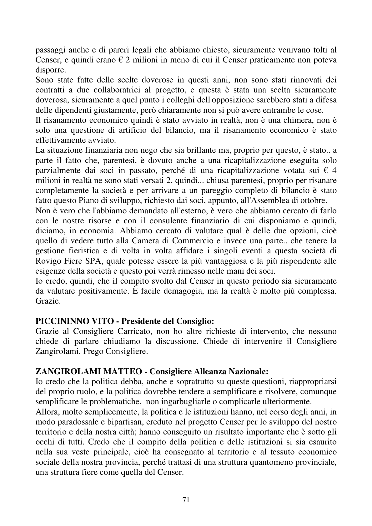 Pagina 71 del verbale