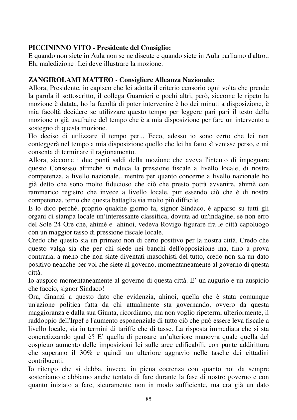 Pagina 85 del verbale