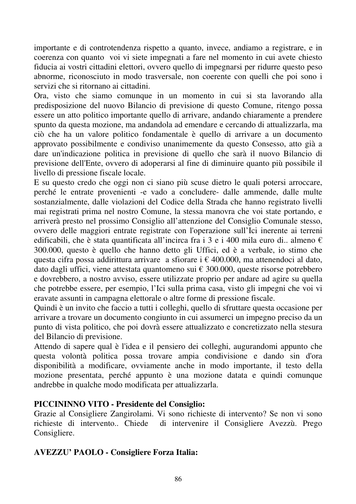 Pagina 86 del verbale