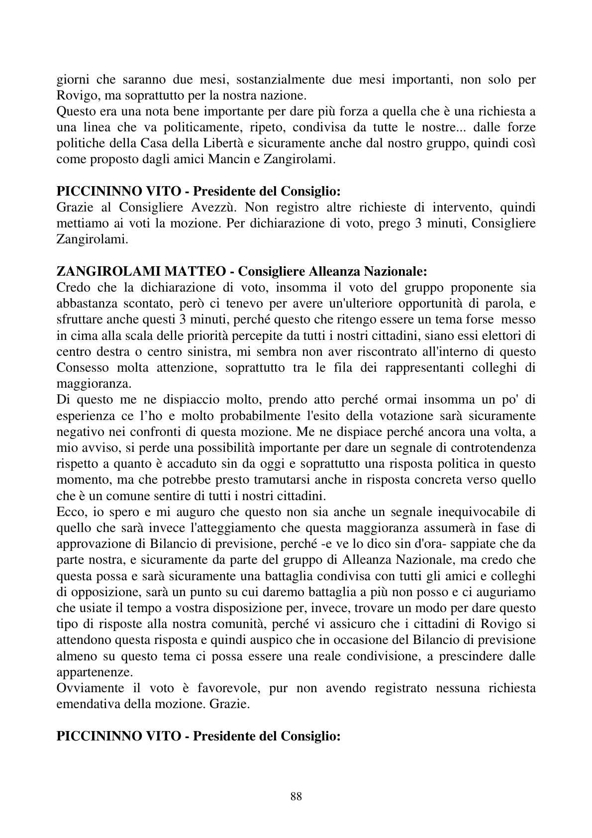 Pagina 88 del verbale