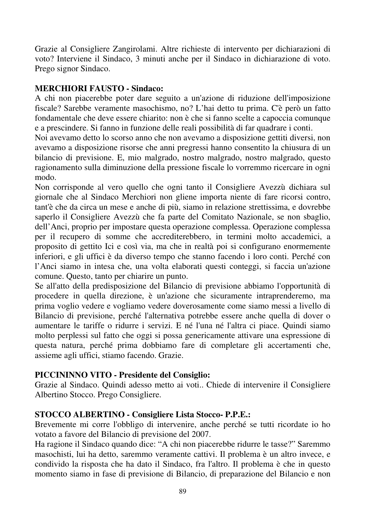 Pagina 89 del verbale