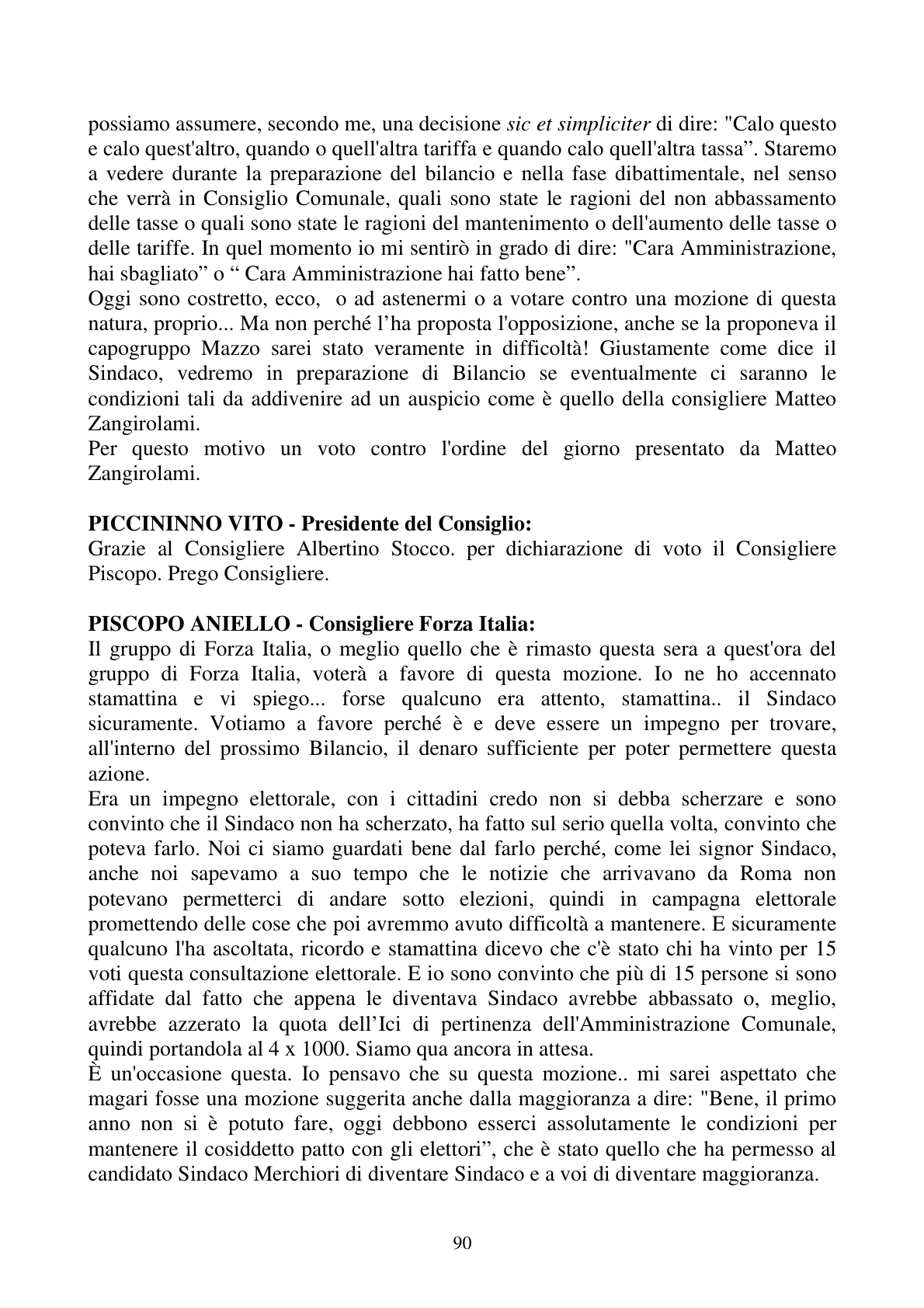 Pagina 90 del verbale