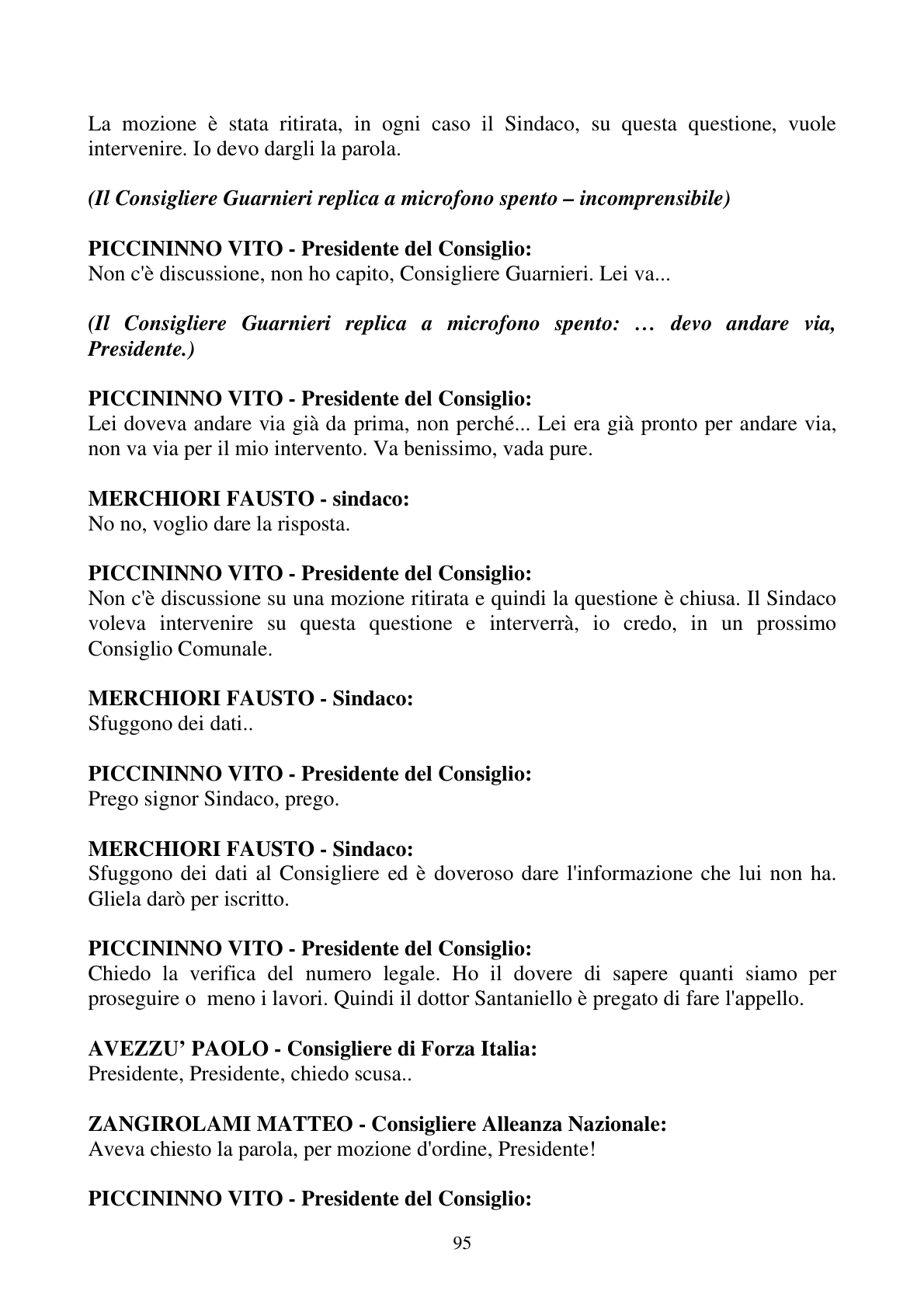 Pagina 95 del verbale
