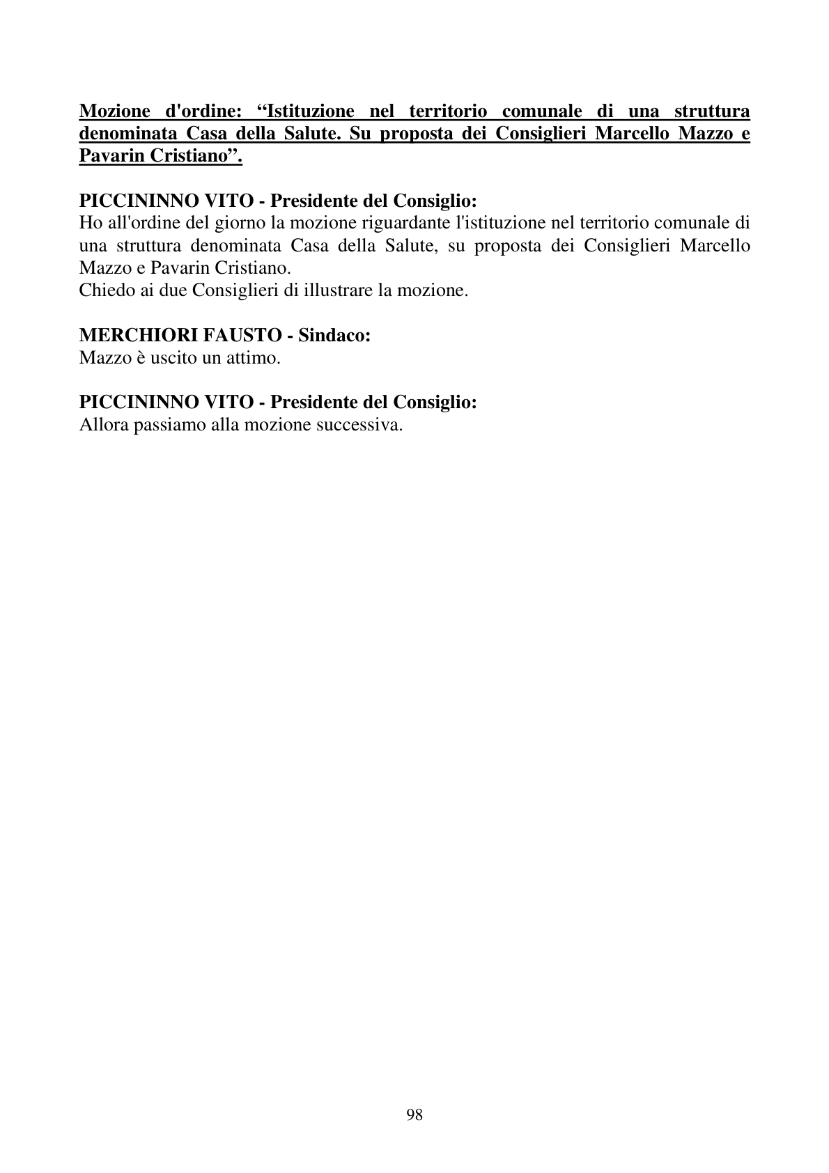 Pagina 98 del verbale