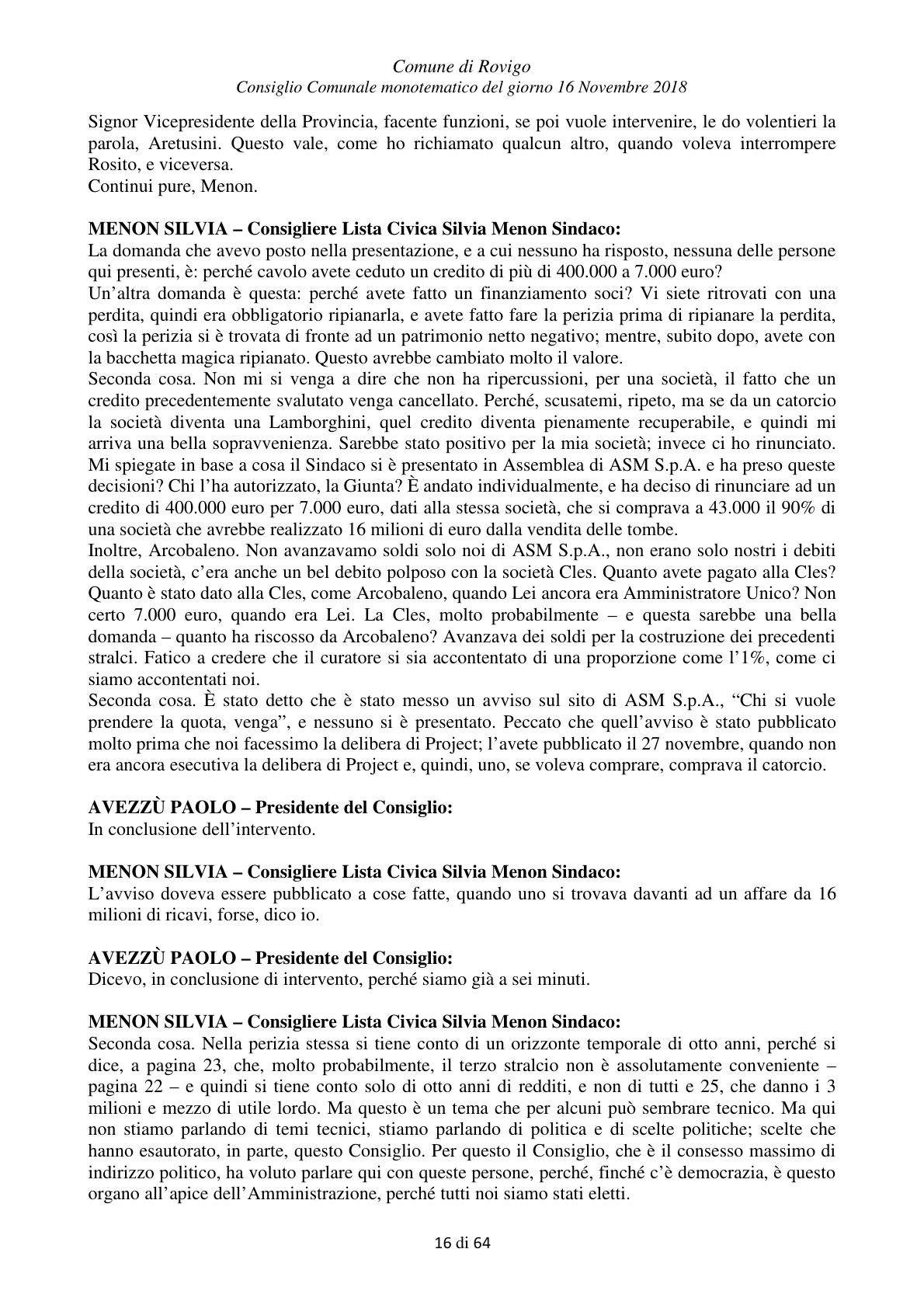 Pagina 16 del verbale