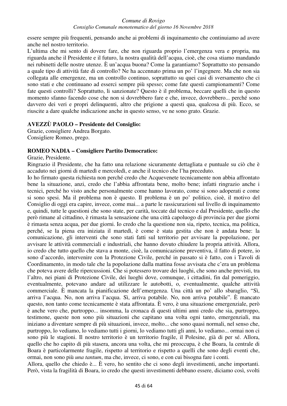Pagina 45 del verbale