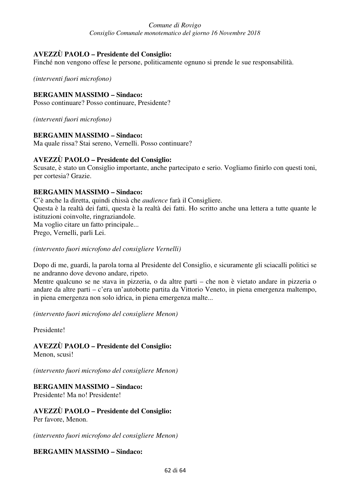 Pagina 62 del verbale