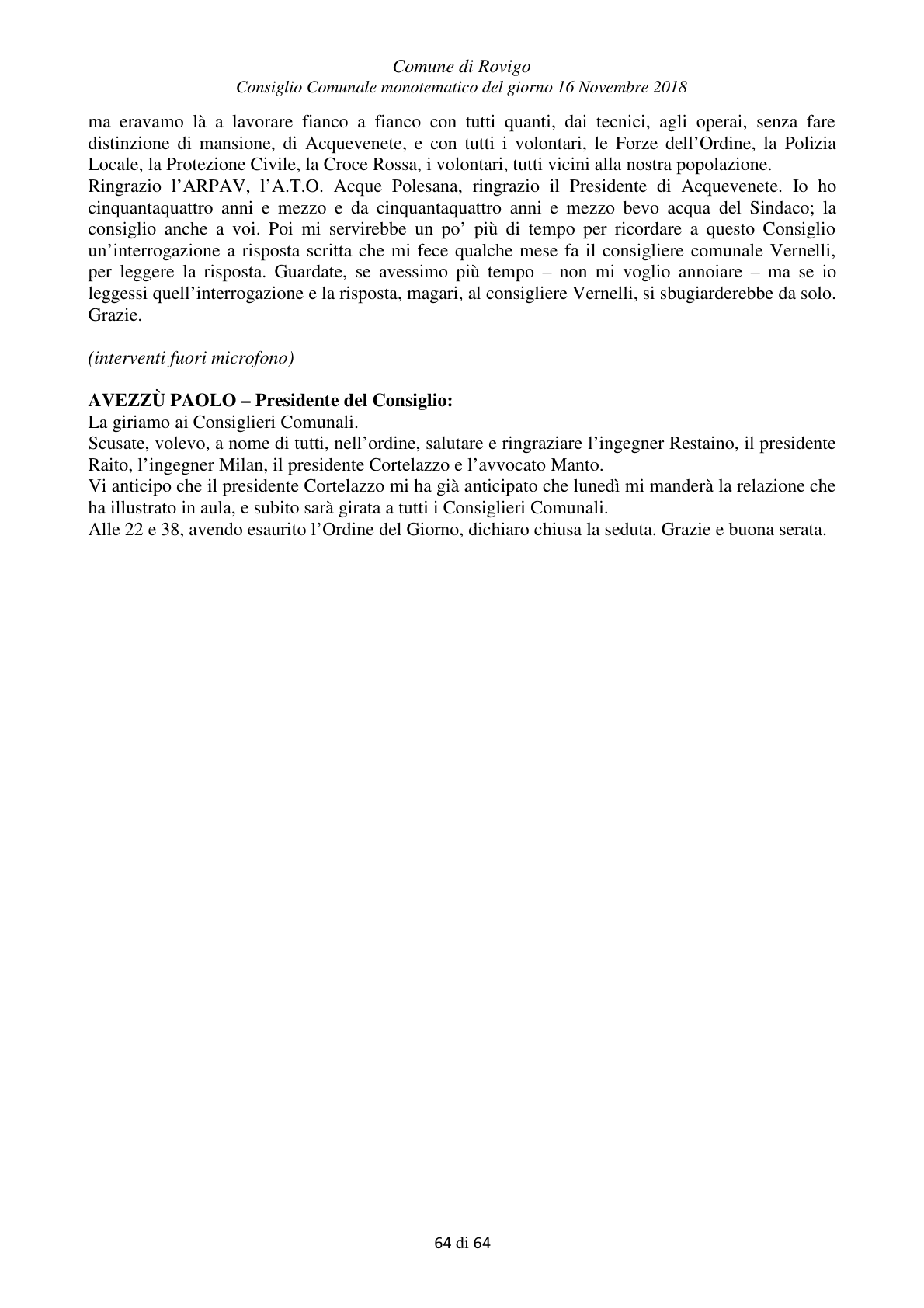 Pagina 64 del verbale