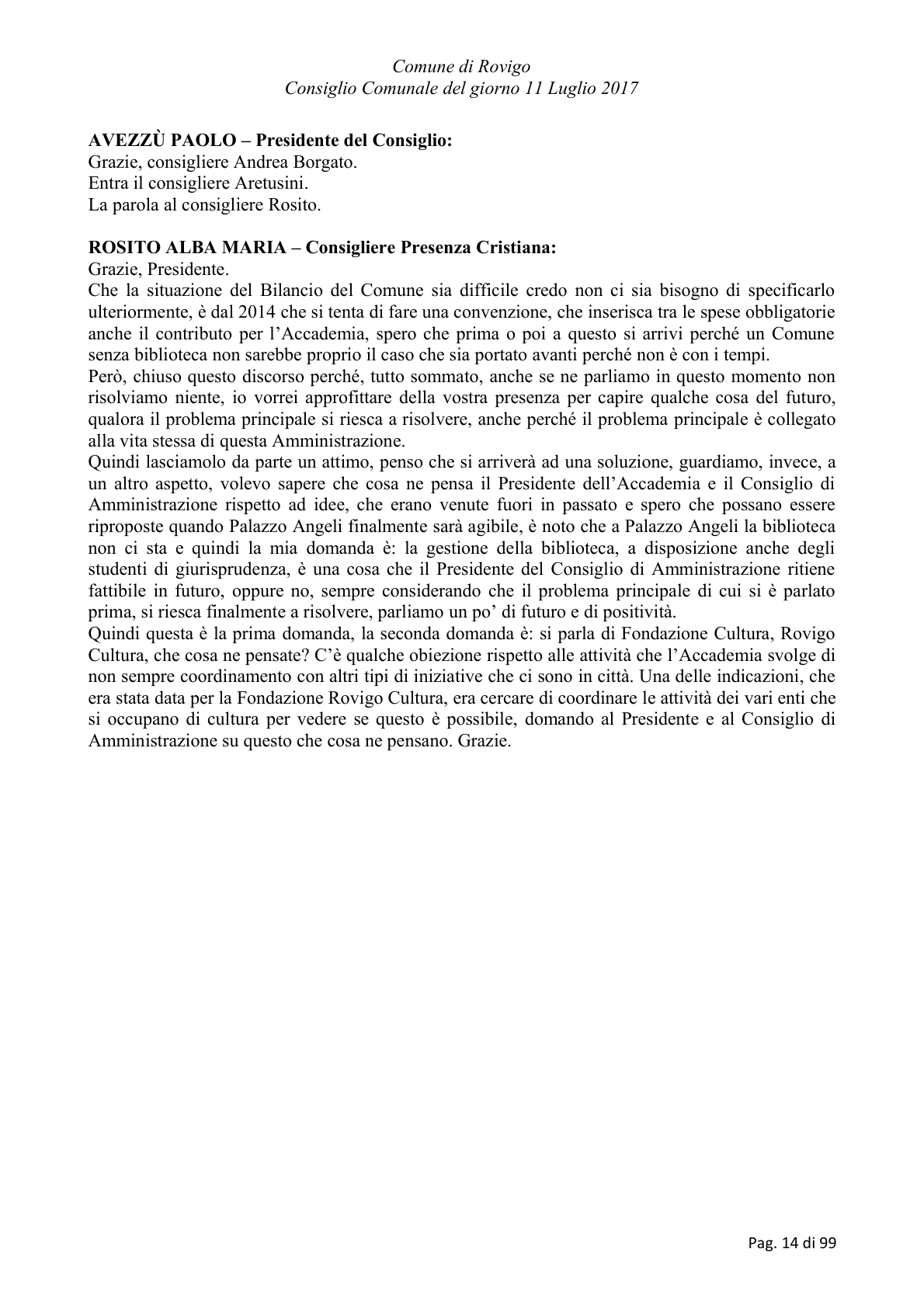 Pagina 14 del verbale