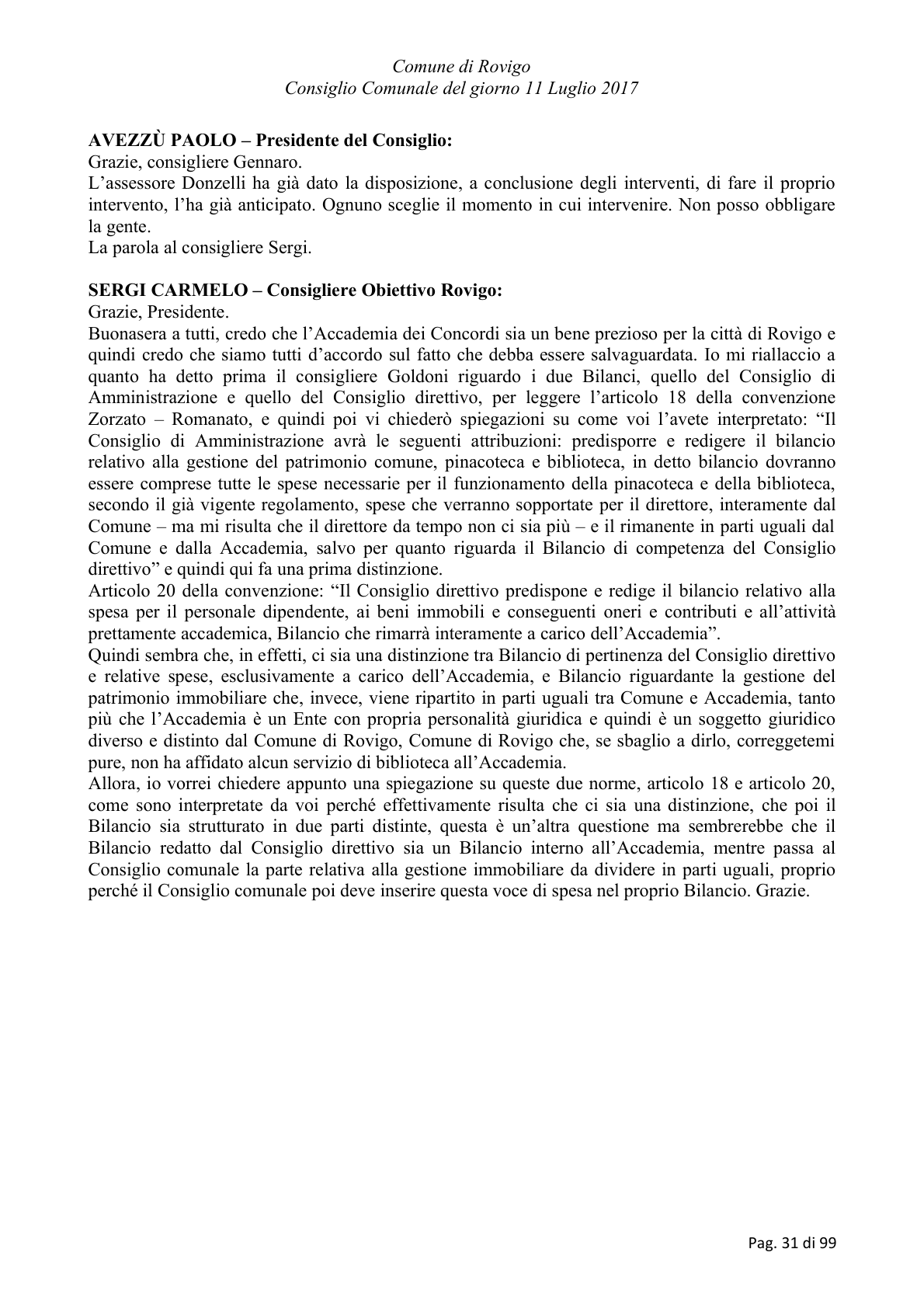 Pagina 31 del verbale