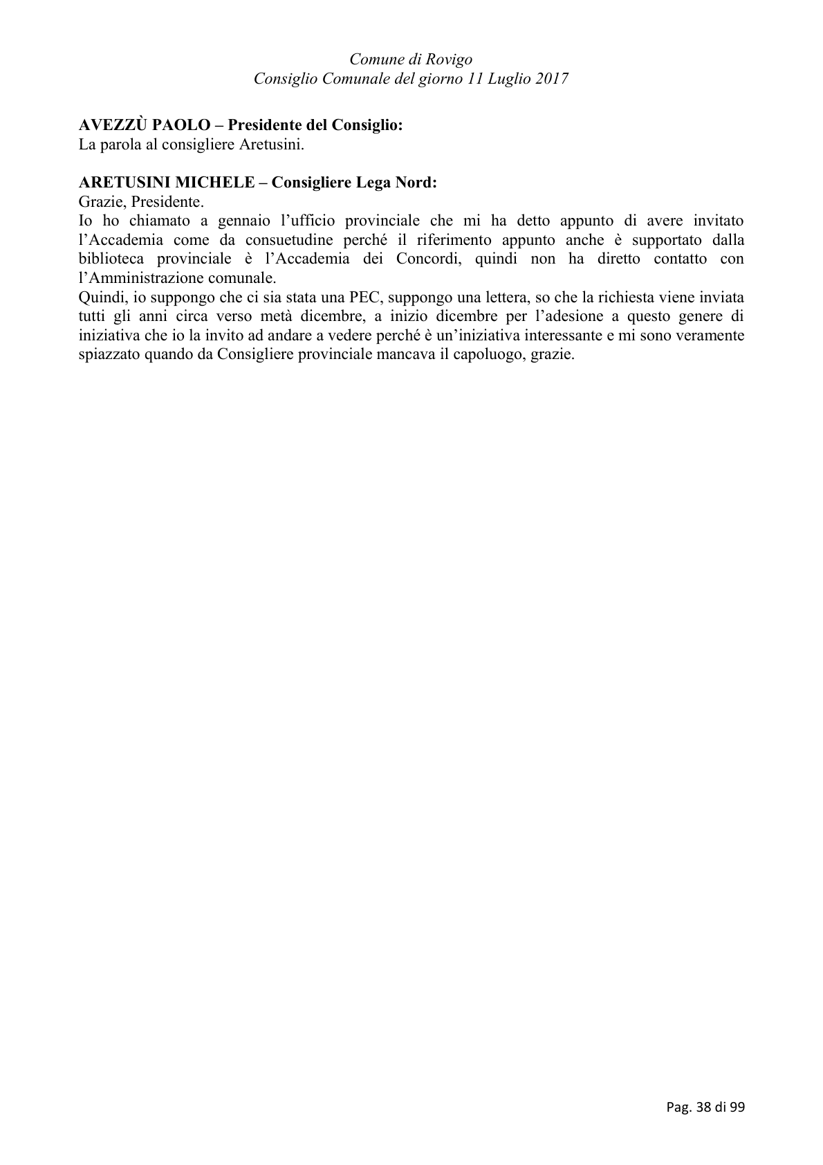 Pagina 38 del verbale