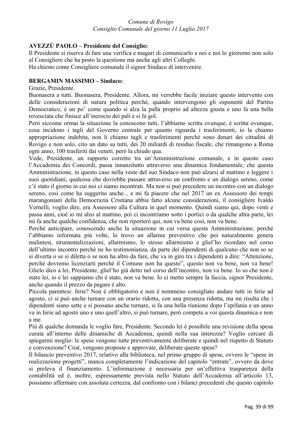 Pagina 39 del verbale