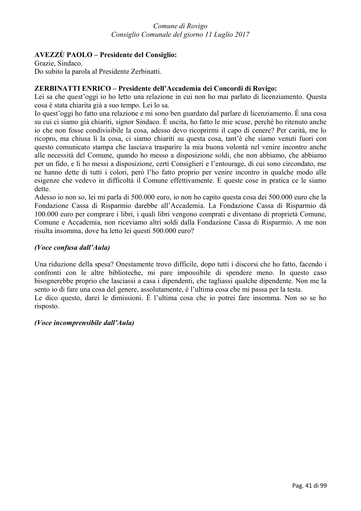 Pagina 41 del verbale