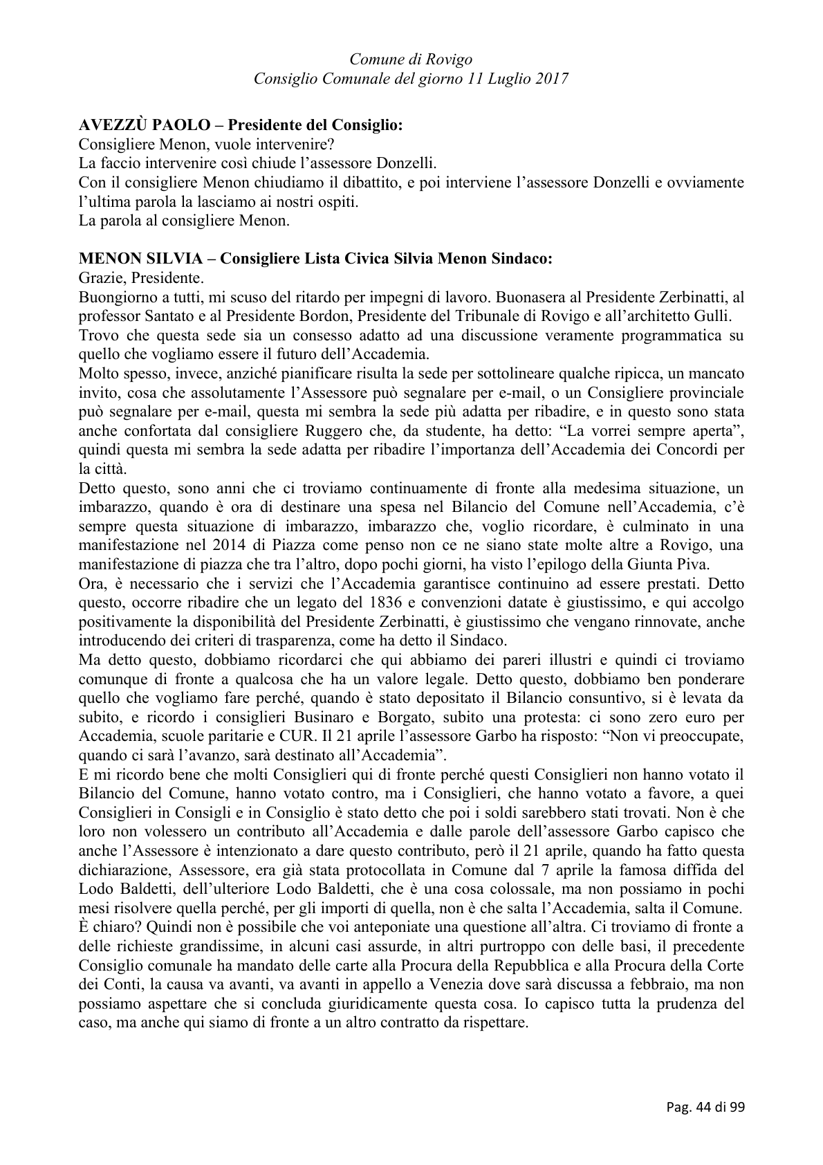 Pagina 44 del verbale