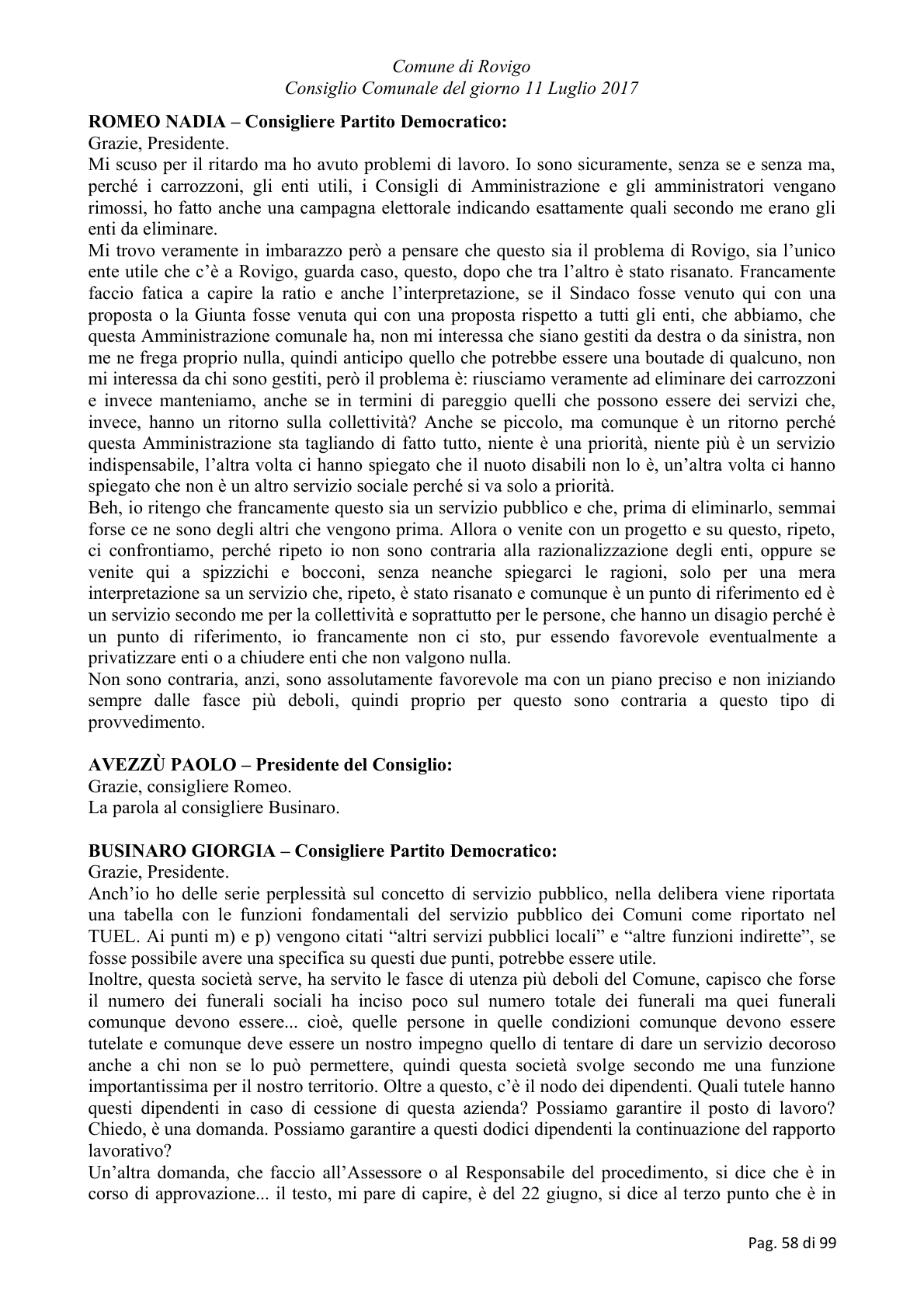 Pagina 58 del verbale