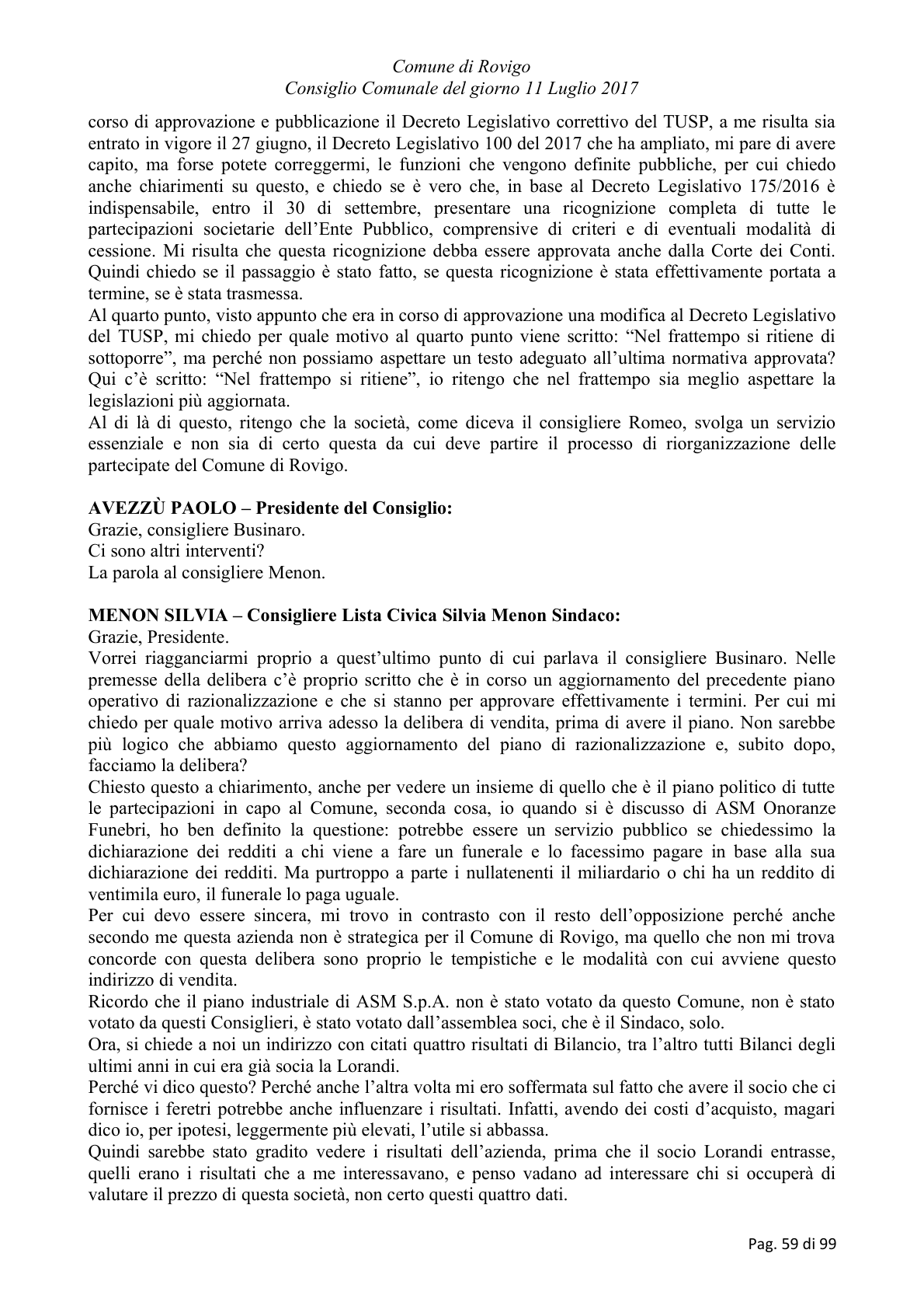 Pagina 59 del verbale