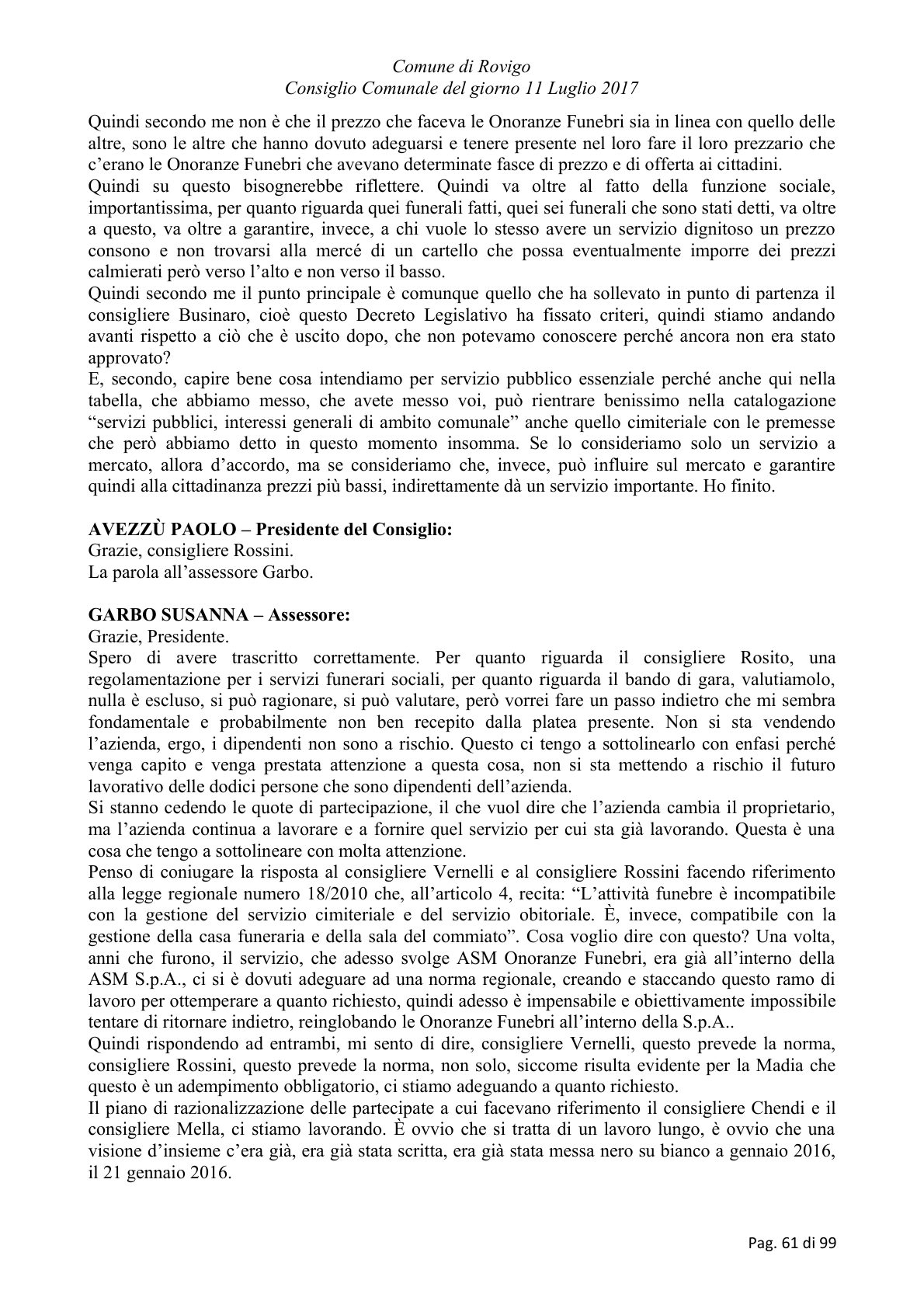 Pagina 61 del verbale