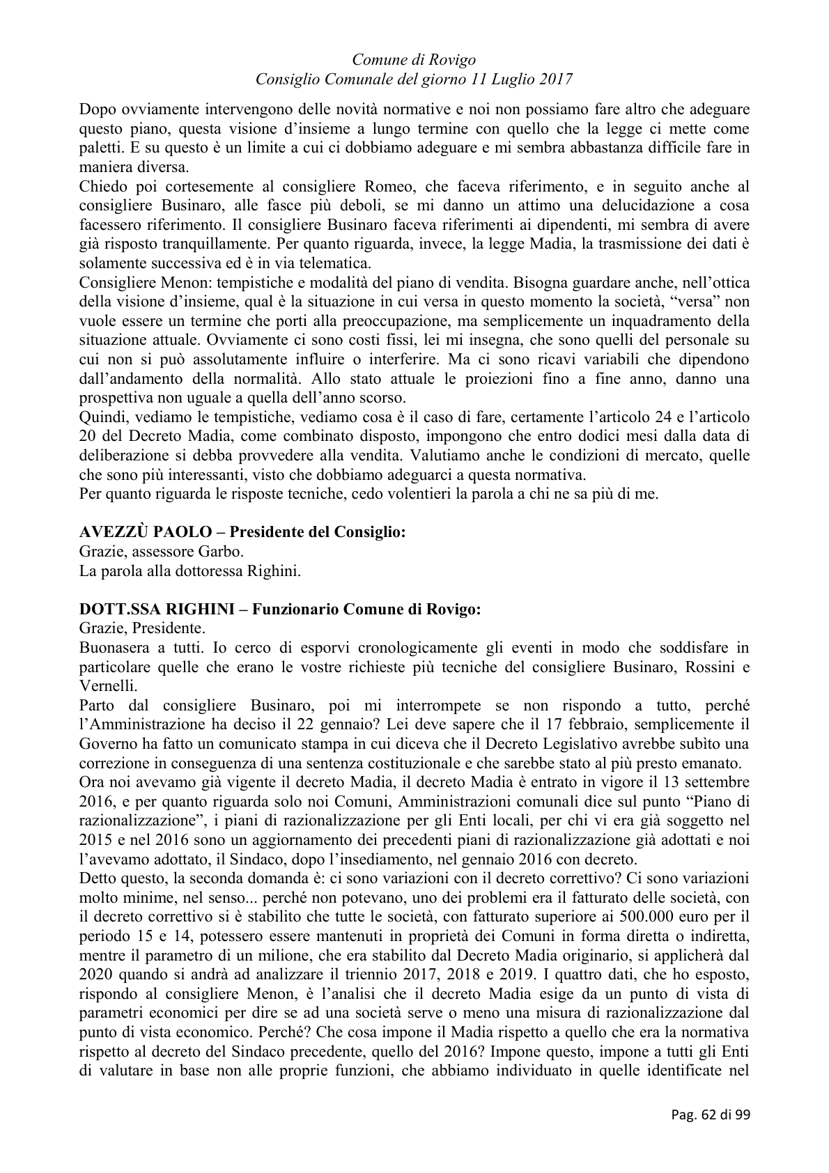 Pagina 62 del verbale