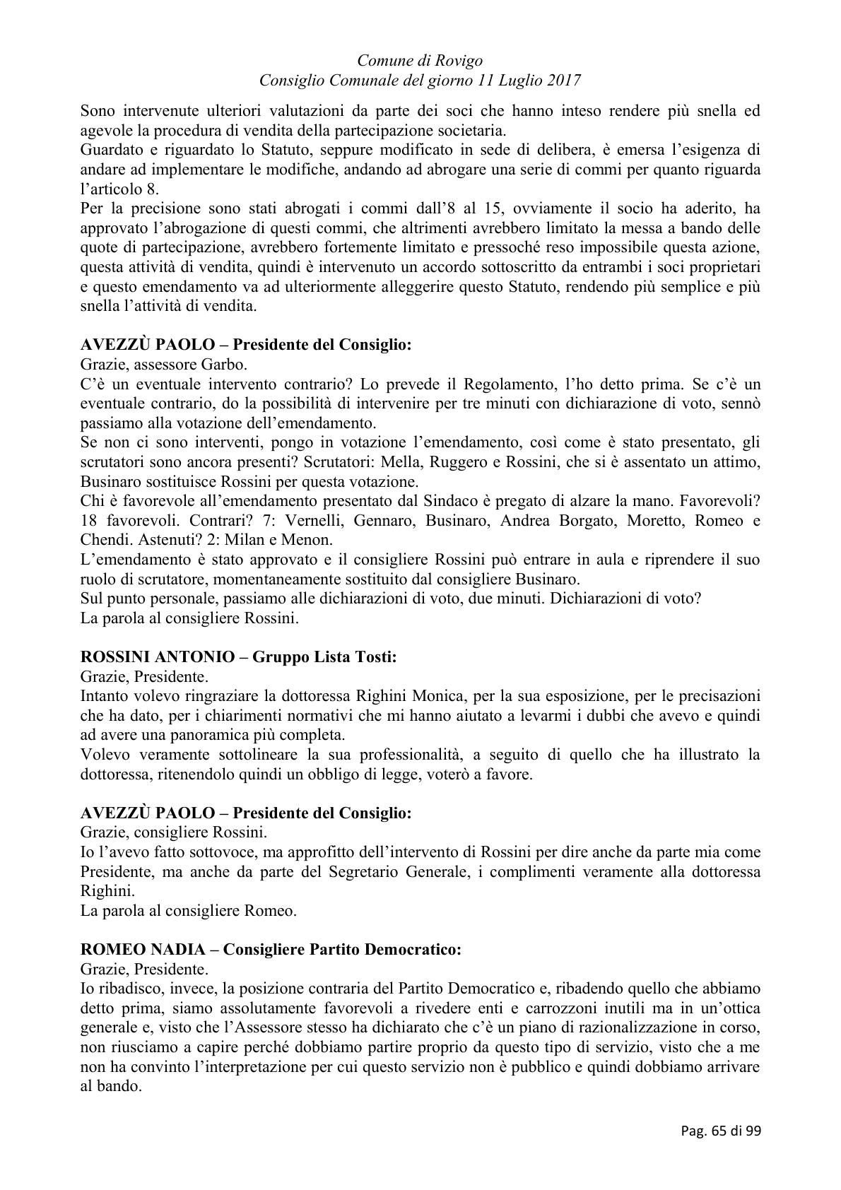 Pagina 65 del verbale