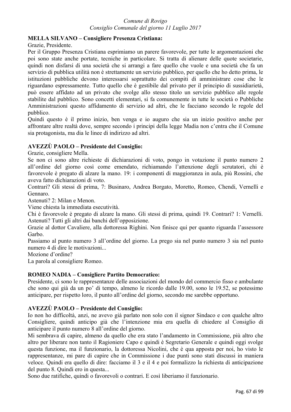 Pagina 67 del verbale