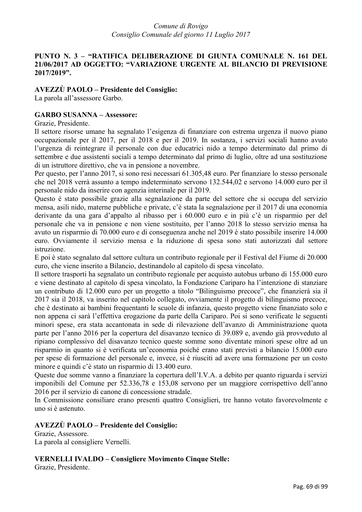 Pagina 69 del verbale