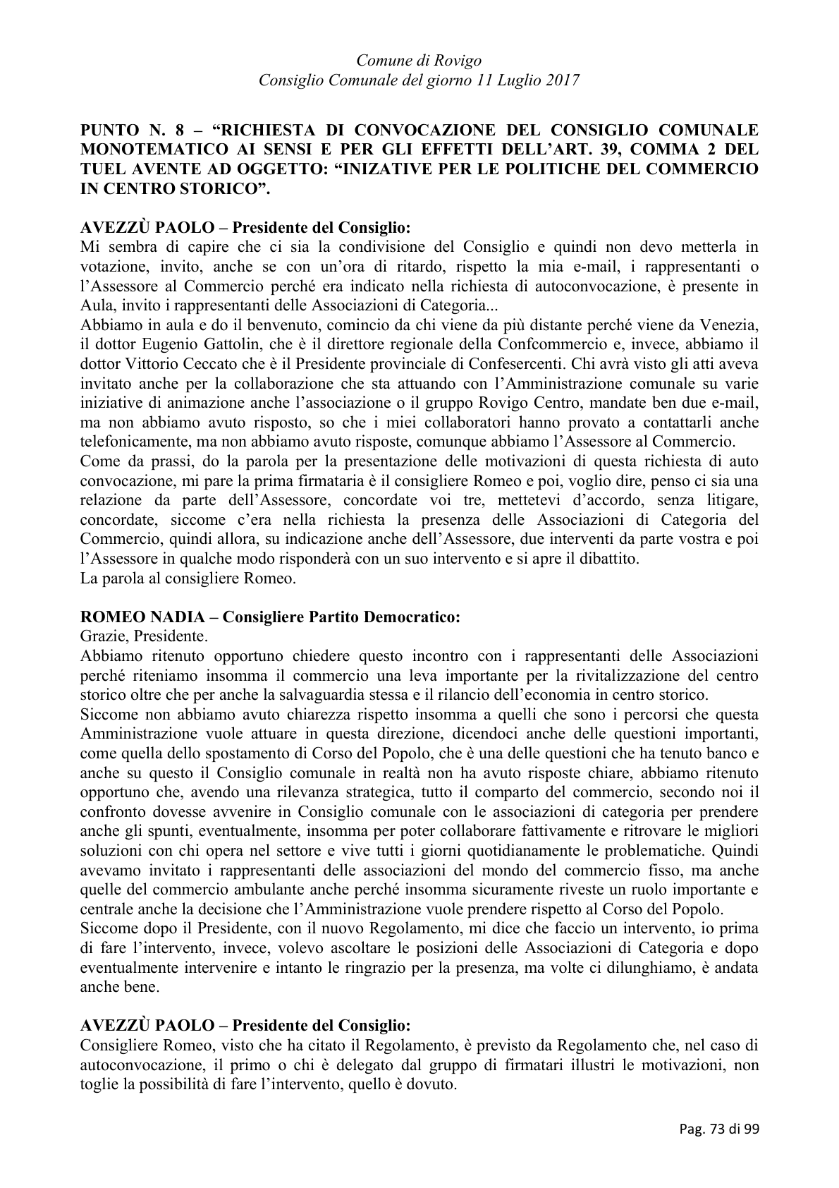 Pagina 73 del verbale