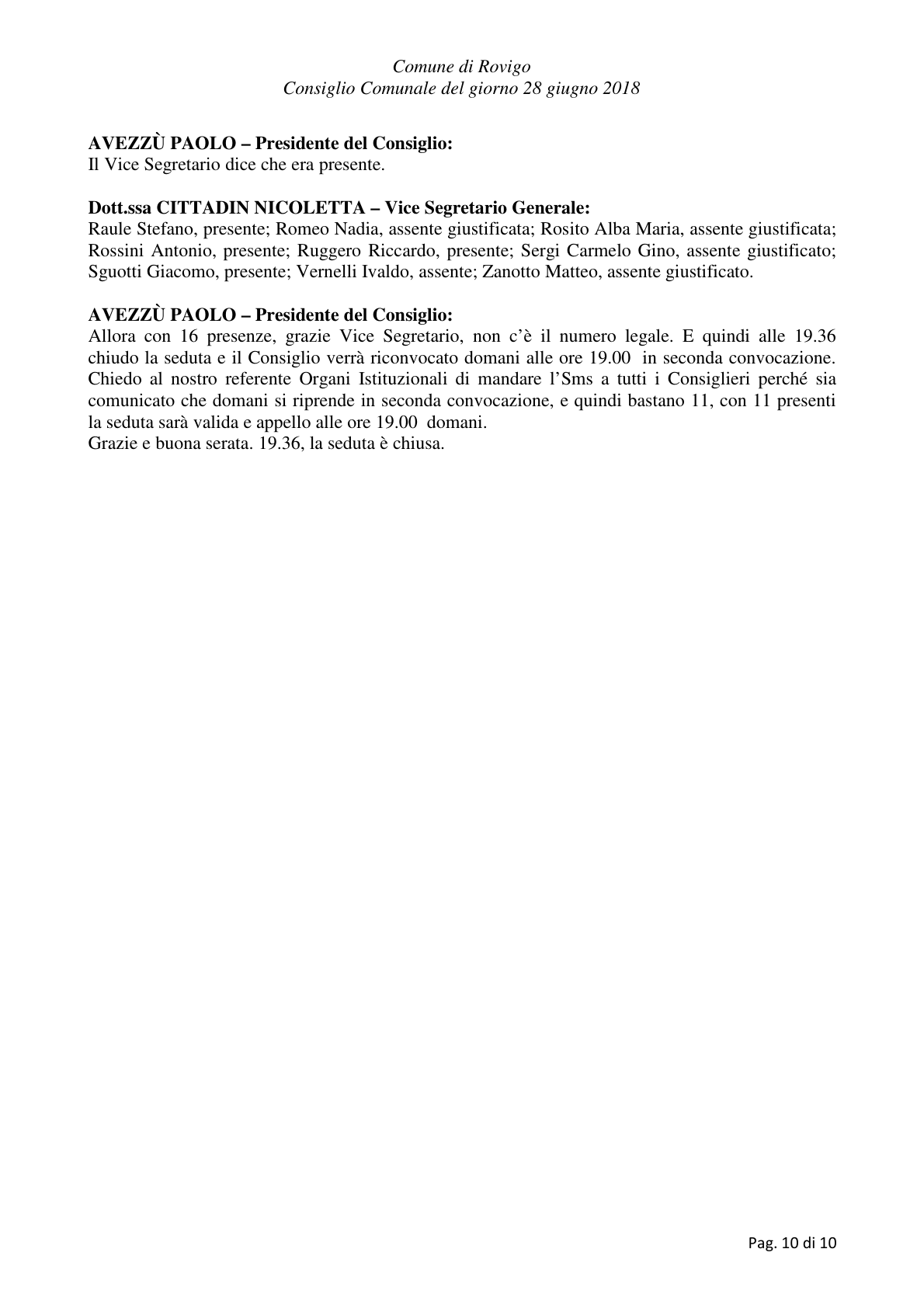 Pagina 10 del verbale